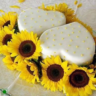 Cake and Sunflower arrangement Online Cake Delivery Delivery Jaipur, Rajasthan